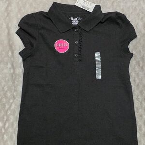 The Children's Place Black Polo with Ruffle Detail